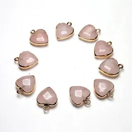 Charms 2 PCS Natural Stone Rose Quartz Pendant Heart Charm Love Diy Accessories Jewelry Making 14mm