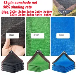 Tents and Shelters 12 Pin Sun Shading Ratio 90 Anti UV HDPE Black Balcony Garden Greenhouse Succulents Pool Sunshade Shade Netting3x5m 4x5m 230826