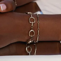 Link Bracelets Horse Lover Jewelry Three Color Snaffle Bit Pendant Silver Women Bracelet 2023 Charm