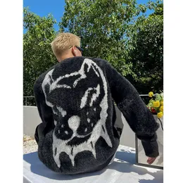 Men's Sweaters Mink velvet jacquard sweater for men and women autumn and winter loose and versatile high street fashion y2k couple sweater 230827