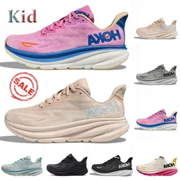 Size 35 Kid Big Hoka One One Clifton 9 Running Shoes Toddler Designer Sneakers Hokas Womens Triple Black White Cyclamen Sweet Lilac s