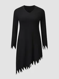 Plus Size Dresses Finjani Women's Dress Zigzag Skirt Solid Color 2023 Autumn Winter Black Slim