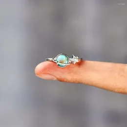 Cluster Rings Minimalist Opal Planet Card Copper Star Moon Korean Style Jewelry Spinner Spinning Finger Buckle Fidgets Rotatable R