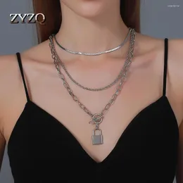 Цифры Zyzq Fashion ins Wind Multi-Layer Chain Cool Collece Retro Lock Clavicle Accessories Hip Hop Street