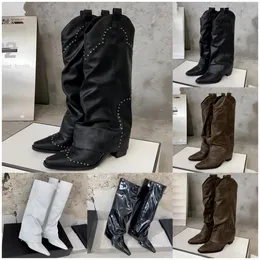 Cagole Boot Designer Rivet Half Boots Women Side Zipper Locomotive Sexy Pointy Fashion Boots High Heels Luxury Western Motorcycle Booties