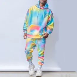 Herren-Trainingsanzüge Nanaco Übergroße Tie-Dye-Sport-Herren-Hoodies-Set für Männer mit Kapuze aus 100 % hochwertiger Baumwolle Bunte Trainingsanzüge Sweatshirts Anzüge M-4XL 230826