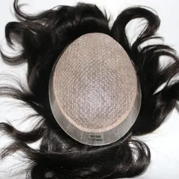 フルシルクベースメンズツーピー耐久性のあるかつらの男性100％人間の髪交換システムユニットシルクトップリアルヘアマンウィッグナチュラルヘアラ