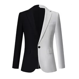 Blazer da uomo Blazer da uomo in colore bianco e nero abbinato Blazer Fashion Business Casual Uomo Giacca da abito slim Banchetto Abito da festa di nozze Club 230827