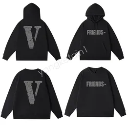 American Vlone Brand Hoodie Mens Womens Cotton Long Sleeved Pink V Letter Friends Two-Sided Print Trend Street Luxury Quality Tops Sweatshirts Hoodys hoodies