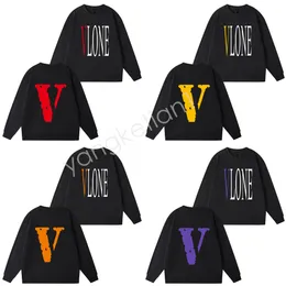 Vlone American Fashion Apparel Brand Phoodie Mens Womens Round Neck Cotton Long Sleeved Color Big V Letter Back Print Street Hip Hop Tops Sweatshirts Hoodys Hoodies