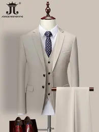 Men's Suits Blazers 13 Colors 5XL Jacket Vest Pants High-end Brand Formal Business Mens Suit Three-piece Groom Wedding Dress Solid Color Suit 230827