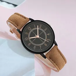 Wristwatches 2023 Women's Quartz Watch Leisure Fashion Frosted Leather Belt Gift Clock Drop