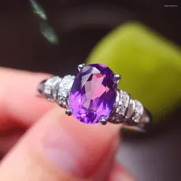 Anelli a grappolo Chic elegante cristallo viola ametista zirconi diamanti pietre preziose per le donne oro bianco argento colore gioielli bijoux accessorio