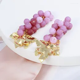 Kolczyki stadnina Vintage Oft Malowizm Purple winogrona ręcznie robione z koralikami spersonalizowane owoce
