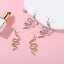 Pendientes colgantes con diamantes de imitación en forma de serpiente largos para mujer, accesorios de fiesta de viaje, joyería de tendencia 2023, regalos personalizados al por mayor