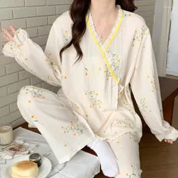 Women's Sleepwear Spring Fresh Style Elegant Women Pajama Sets Girls Pyjamas Kimono Loungewear Pijama Mujer Home Nightwear