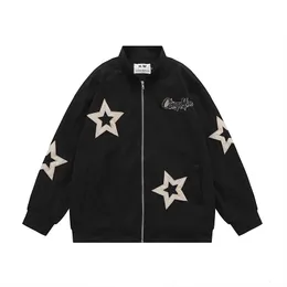 Men's Jackets Star Embroidery HipHop Streetwear Retro Loose Varsity Coat Baggy Baseball Jacket Hipster Clothing Harajuku Unisex Tops 230826