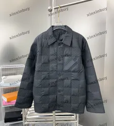 Xinxinbuy Men Designer Coat Jacket Checkerboard Cotton Long Sleeve Women Grey Black Khaki Green M-2XL