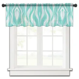 Curtain Abstract Gradient Line Green Kitchen Small Window Tulle Sheer Short Bedroom Living Room Home Decor Voile Drapes