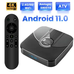 セットトップボックストランスフィードATV Android 11テレビボックスAMLOGIC S905Y4音声アシスタントテレビアプリBT5.0デュアル100M WiFiサポート4K 3Dセットトップボックス230826