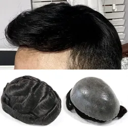 Hair System For Men Toupee European Human Hair Pieces 0.1MM Poly Skin Toupee For Men Hair Replacement Systems Injection PU Hair Units Scallop Front Men