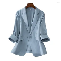 Women's Suits Spring Autumn Fashion Women Small Suit Coat Solid Color High End Slim Fit Windproof Middle Sleeve Female Topcoat