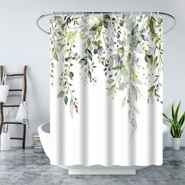 Shower Curtains Shower Curtain Green Plant Leaf Vines Flowers Print Modern Nordic Minimalist Polyster Home Decor Bathroom Curtain with Hooks 230826