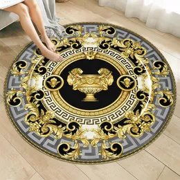 Carpets Gold Round Living Bedroom Area Rug Room Bedside Chair Mat European Style Home Decoration Carpet Tatami Alfombras 230826