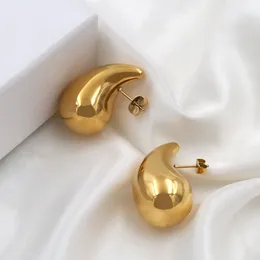 2024Fashion Ladies 18K Stainless Steel Stud Earrings Personality Exaggerated Water Drop Hollow Earring Jewelry Female