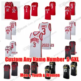 Personalizado Ohio State Buckeyes Basketball College Jerseys Chapéu Bronny James Jamari Wheeler Kyle Young Wesson E.j. Liddell Zed Key Russell Joey Brunk Jimmy Sotos S-6XL