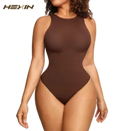 Women's Shapers Body-Hugging T-shirt Bodysuit Tops for Women Soft Crew Neck Body Shaper Thong Jumpsuit Flat Belly Corset Sexy Thong Shapewear 230827