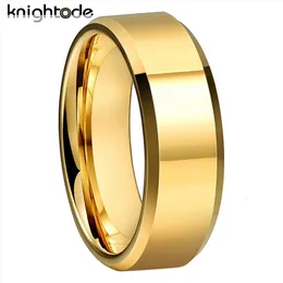 Anéis de banda 68mm de alta qualidade cor de ouro casamento banda homens mulheres anéis de noivado de carboneto de tungstênio bordas chanfradas plana polimento conforto ajuste 230826