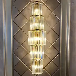 Lámparas de pared Cristal claro Apliques para el hogar Salón TV Lámpara de fondo Oro Acero inoxidable E14 Bombilla Accesorios de iluminación Gota