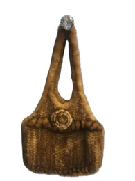 Midjepåsar naturlig stickning handväska päls vackert mode lyxig med blomma 2023 klassiker