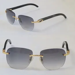 Großhandel Verkauf von Klassikern Randlos Randlos Original Weiß innen Schwarz Büffelhorn Sonnenbrille Damen Herren 18K Gold UV400 Linse Sonnenbrille Männlicher und weiblicher Rahmen