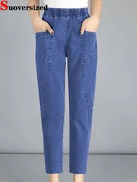 Women's Jeans Vintage High Waist Ankle-Length Jeans Harem Elastic Denim Pants Large Size 4XL Mom Straight Vaqueros Casual Baggy Spodnie 230826