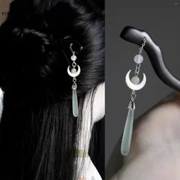 Hair Clips Retro Fashion Wooden Sticks Forks Moon Designs Hairsticks Pendant Jewelry Step Shake Headpiece For Women Bun Maker