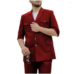 Ternos masculinos de verão, terno casual, 2 peças, ajuste regular, jaqueta com lapela e calças, casamento, noivo, baile, feito sob medida, conjunto de roupas masculinas