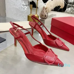 Slingback Rhinestones sandały szkliste szpilki Stilletto Obcasy skórzane luksusowy projektant impreza ślubna