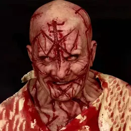 Maski imprezowe przerażające łysie bliznę krwi horror krwawy nakrywacza realistyczna ludzka twarz nagłówka emulsja lateks dla dorosłych maska ​​oddychająca maska ​​230826