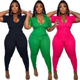 5xl Zip Tight Jumpsuits Rompers Women Sexy Slim BodyCon Long Playsuits Clubwear Free Ship