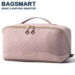 Cosmetic Bags Cases BAGSMART Women's Cosmetic Bag Large Capacity Storage Waterproof Makeup Bags Wide-open Cosmetic Pouch travel essentials 230826