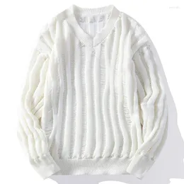 Men's Sweaters 2023 Autumn And Winter V-neck Sweater Teenagers Cable-Knit Pullover Warm