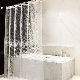 Shower Curtains 3D Shower Curtain Transparent Waterproof Mildew Proof Bath Curtains Modern EVA Environmental Bathroom Curtain With Hooks 230826