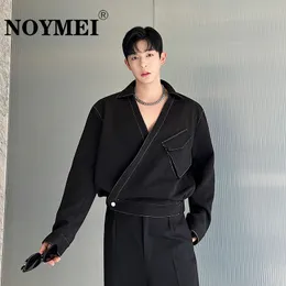 Kurtki męskie Noymei Placket Placket Otwarta linia Linia Czarna jesień 2023 Moda Koreański styl męski płaszcz Trendy WA2456 230826