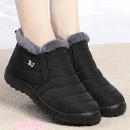 Buty kobiety poślizgają się na zimowych butach na wodoodporne kostki żeńskie botyny śniegu czarne botas femininas 230826