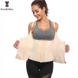 الخصر البطن المشكل النيوبرين المشد المدرب zip لأعلى السنانير عيون bustier بالإضافة إلى حجم 6xl gorset الصلب