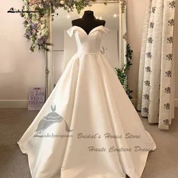 Abiti sexy urbani Lakshmigown Matrimonio in raso di lusso per la sposa Abiti con spalle scoperte con tasche Vestido de Noiva Sereia 230828