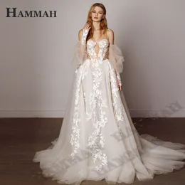 Urban Sexy Dresses HAMMAH Sweetheart A Line Wedding Appliques Sleeveless Robe De Soire Mariage Court Train Lace Up Made To Order 230828