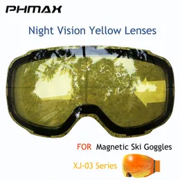 Skidglasögon phmax magnetiska skidglasögon lins natt vision gul lins anti-dimma UV400 snabb ersättningsglasögon lins lämplig för xj-03 230828